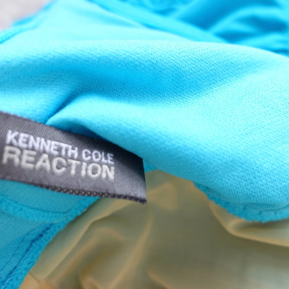 KENNETH COLE Swimsuit Small Skirted One Piece Ruched V Neck Open Back Ruffle - Image 4 of 4