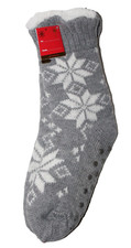 Joe Boxer Women's Gray White Snowflakes Stocking Stuffer Slipper Socks 4-10