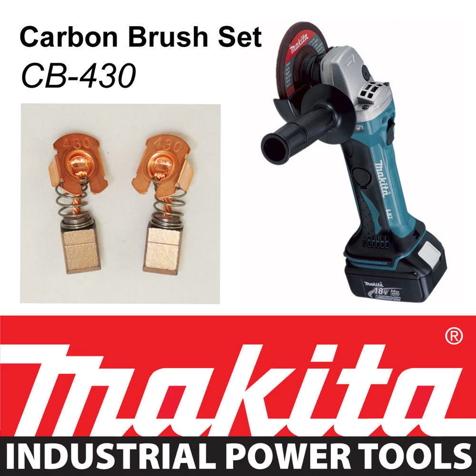Makita 18V Angle Grinder DGA452 BGA452 BGA452Z CARBON BRUSH SET 191971-3 CB430