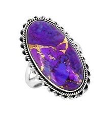 Purple Copper Turquoise 925 Sterling Silver Chunky Ring