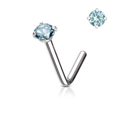 20G 18G Nose Rings Stud L Shape Surgical Steel 6mm Screw Piercing 3mm Set CZ Gem