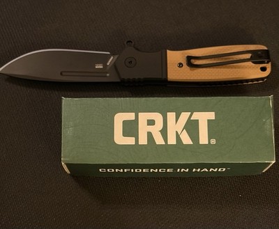 CRKT Homefront Compact K245BKP Tan Syn. Handle Drop Point Knife Black Blade