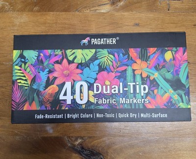 40 Dual Tip Fabric Markers fade resistant  non toxic quick dry multi surface 
