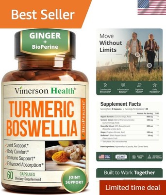 Boswellia Serrata Turmeric Curcumin Supplement: Organic Tumeric, Boswellia Ex...
