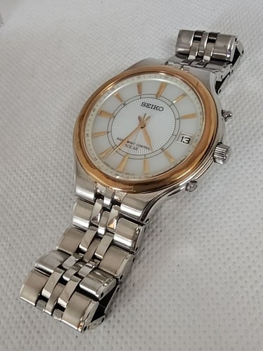 Seiko Dolce 7B42-0AP0 Acier Inoxydable Date Radio Vague Contrôle Solaire Montre - Photo 4 sur 7