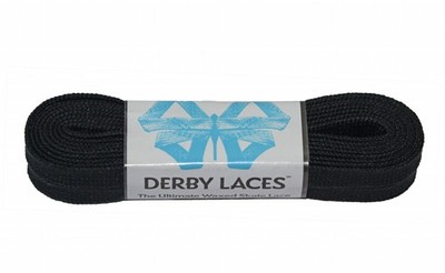Derby Laces Solid Black - Flat, 10mm wide, for Boots, Skates, Roller Derby, a...