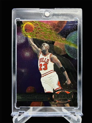 1997/98 Metal Universe MICHAEL JORDAN #23 DUNKING ICONIC CARD!🔥GOAT🔥*SCRATCH*
