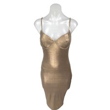 NEW Fashion Nova Caddie Rose Gold Sleeveless Cami Tank Mini Bodycon Dress Size S