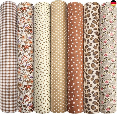Aucuu 7er Set Baumwollstoff Paket, 50 x 50cm Stoffe zum Nähen, Patchwork 