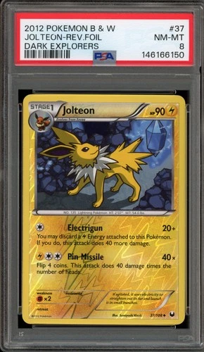 Pokemon Jolteon Dark Explorers Reverse Holo #37 PSA 8