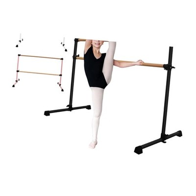 6FT Black Solid Wood Ballet Barre With Adjustable Range Of 6.7-46 Inches For