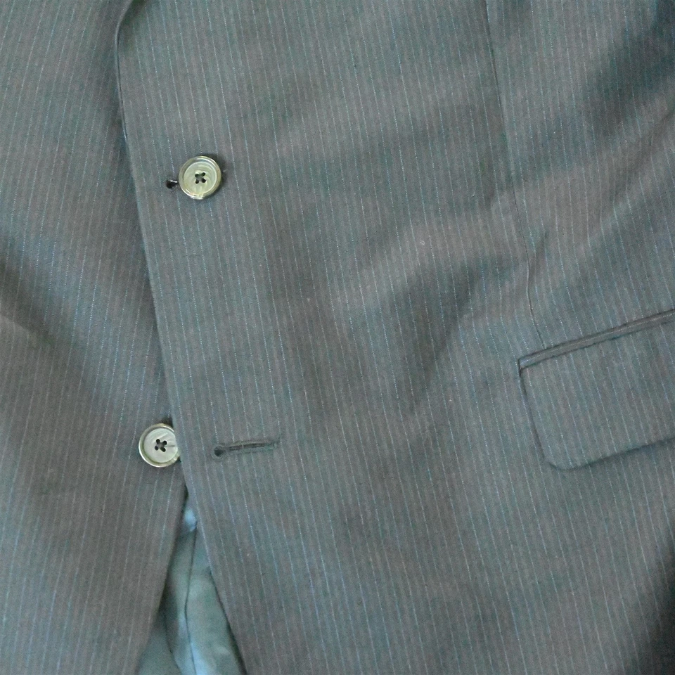 Blazer Traje Chaqueta Abrigo Deportivo Neiman Marcus 46R Azul Rayas 100% Lana Sable Foto 3 de 4