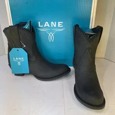 LANE Plain Jane PJ Cowboy Boots Bootie Matte Black 8.5 NEW WITH BOX