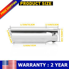 1pc1pc Stainless Steel Exhaust Tip 2.5 Inlet - 3 Outlet -12 Long Rolled Edge