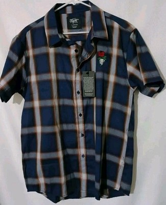 NEW Mens Eighty Eight Brand Rose Emblem Button Front Shirt Large 