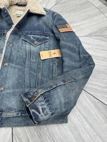 Polo Ralph Lauren Sherpa Fleece Lined Denim Trucker Jean Jacket Men’s Size L image 14
