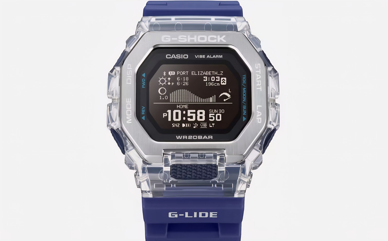 Casio G-Shock G-LIDE Digital Blue Metal Bluetooth Surf Mens Watch GBX100S-2