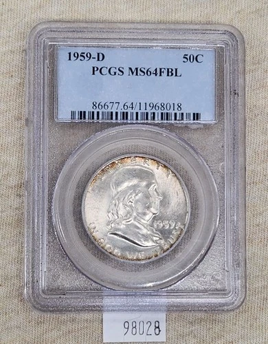 WPCoins ~ 1959-D Franklin Half Dollar PCGS MS-64 FBL