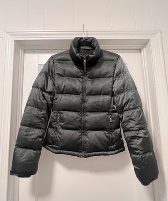 Prada tailored puffer jacket women small-stunning dark grey with green undertone