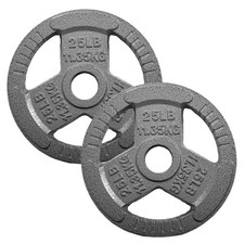 2" Olympic Cast Iron Weight Plates, 25LB Set, Rust-Proof Enamel Coating