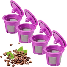 4 Pack Reusable K Cups Coffee Filters, Compatible with Keurig Brewers 1.0 and 2.