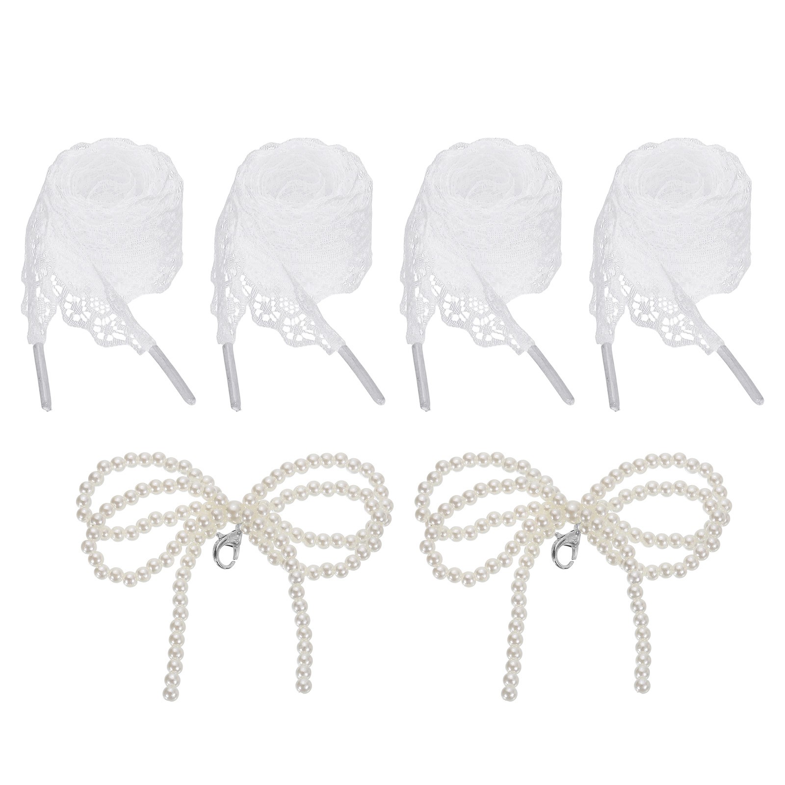 APL 2 Paia Lacci Piatti per Scarpe 2.6CM Larghezza 100CM Lunghezza Lacci per Scarpe in Pizzo Bianco