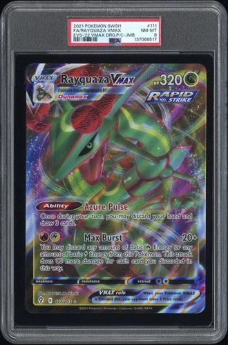 2021 POKEMON SWORD & SHIELD EVOLVING SKIES JUMBO #111 FS/RAYQUAZA VMAX PSA 8