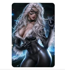 Vv FanArt Card aceo 2.5x3.5" Premium Glossy Print Waifu Black Cat Marvel