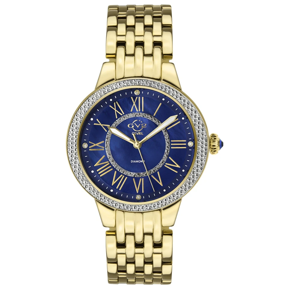 Reloj GV2 by Gevril Mujer 9146 Astor II Azul MOP IPYG Acero Cuarzo Suizo Diamante