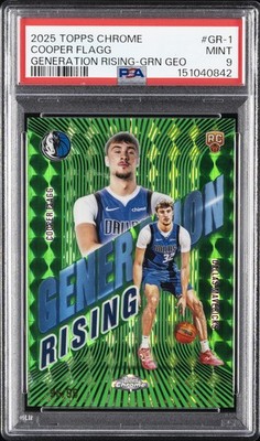 2025 TOPPS CHROME GENERATION RISING GREEN GEOMETRIC COOPER FLAGG 96/99 PSA 9
