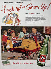 1949 Seven Up Soda Family Fresh Pedal Car Airplane You Like It VTG Print Ad