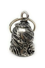 Motorcycle Bell, Skull Dragon Design, for Good Luck, Biker Accessory or Keychain