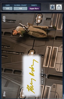 Topps Star Wars Card Trader Movie-Vision Rey Daisy Ridley SIGNATURE Gold 118cc