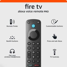 Amazon Fire TV Alexa Voice Remote Pro w/ Remote Finder & Backlit