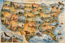 Vintage USA Map Jigsaw Puzzle Educational United States America Geography Gift