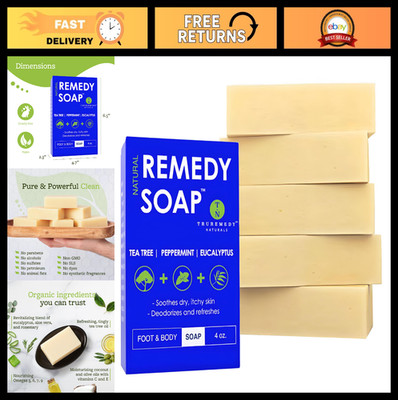 Tea Tree Oil Soap Bar for All Skin Types - Peppermint & Eucalyptus - 5 Pack