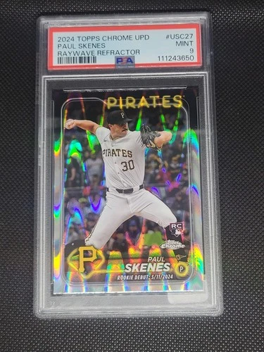 2024 TOPPS CHROME UPD PAUL SKENES #USC27 RAYWAVE REFRACTOR PSA 9 (RC) PIRATES