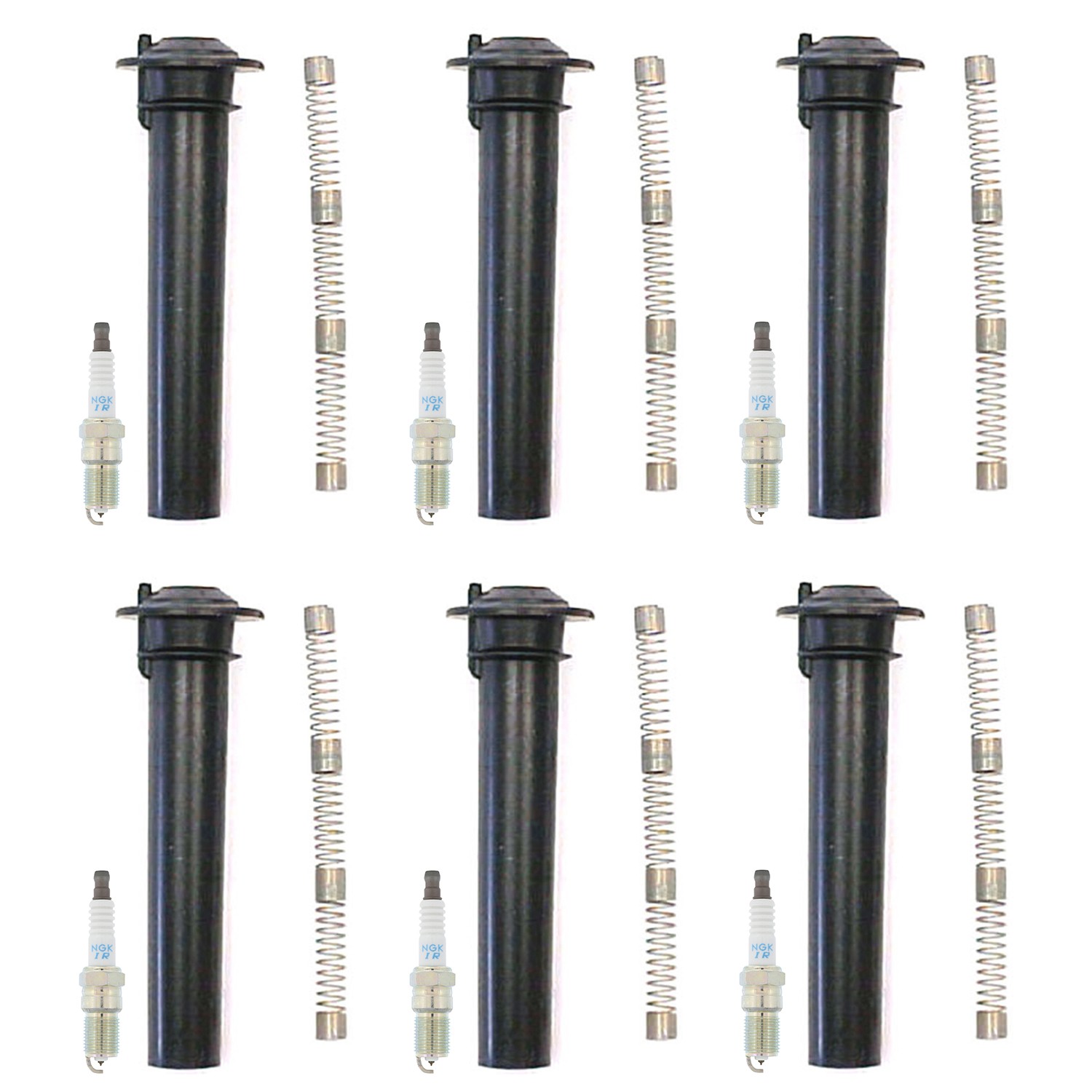 NGK 6 Laser Iridium Spark Plugs  Denso Coil Boot Kit for Escape Freestyle 3L V6