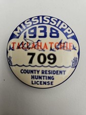 Vintage 1938 Mississippi Tallahatchie  County Resident Hunting License w Paper