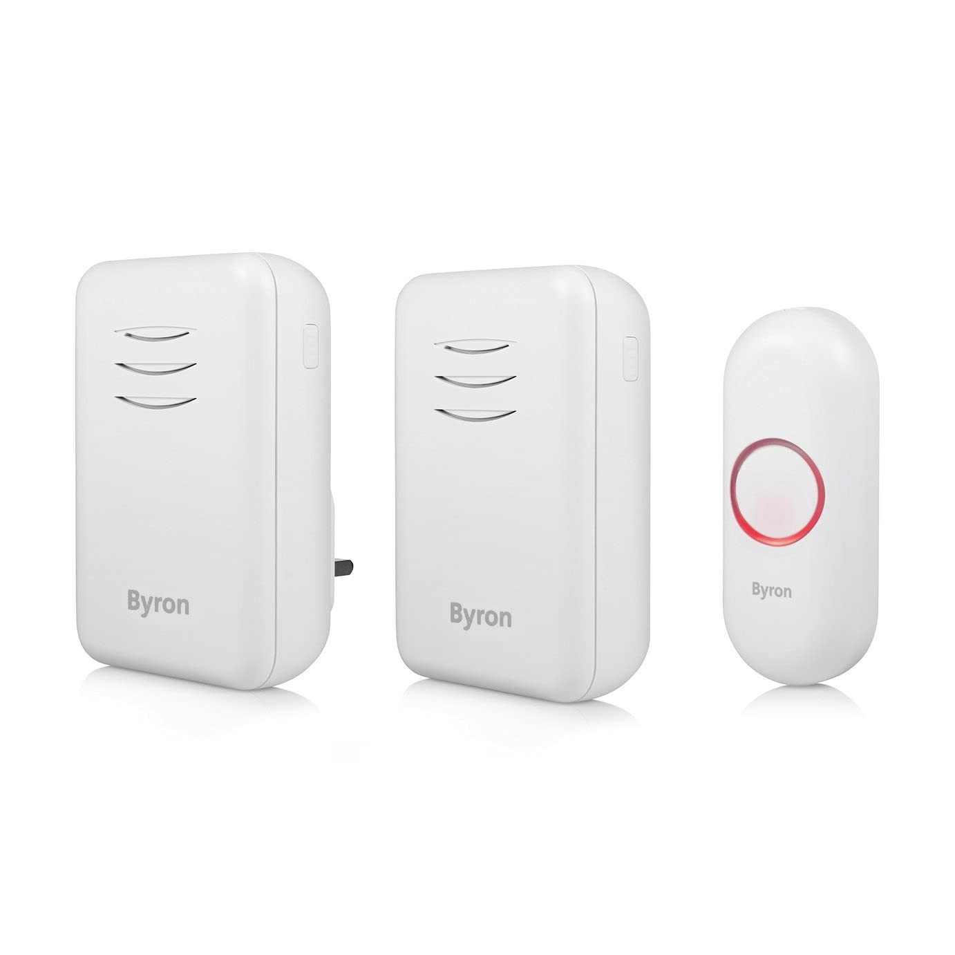 Byron Wireless Doorbell Set, Portable Battery-powered Chime & Plug-In White