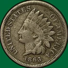 1863 Indian Head Cent Fine F Coin #39901