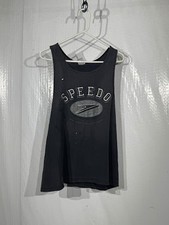 Early 90s VTG Speedo Tank Top Power Volley Dept Single Stitch Gray Size Large