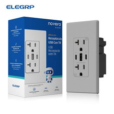 30W 6.0 Amp 3-Port USB Wall Outlet, 20A Duplex Receptacle with Dual Type C a P