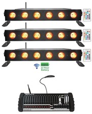  3 Rockville BEST STRIP 60 Battery Light Bars 384 Ch. Wireless DMX Controller