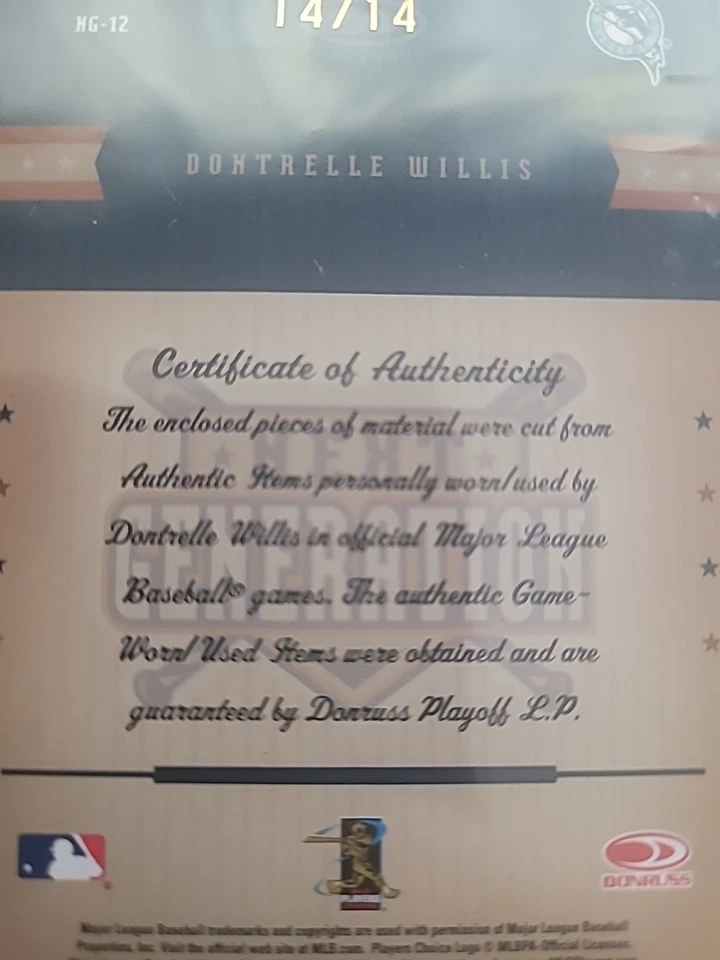 DONTRELLE WILLIS QUAD Juego Usado Multicolor Muestra 14/14 eBay 1/1 Foto 3 de 4