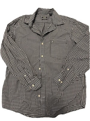 Izod Men's Large Premium Essentials Plaid Long Sleeve Button Up Shirt Blue!