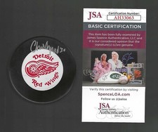 Chris Osgood Rookie Full Name Signed Detroit Red Wings Trench Puck JSA COA