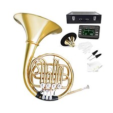 B Flat 4 Key Single Row French Horn - Brass Lacquer Gold Craft French Horn - ...