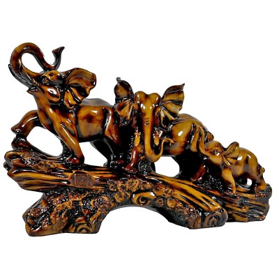 Premium Aesthetic Elefant Familie Prunkstück Figur Statue Idol Heim Dekor