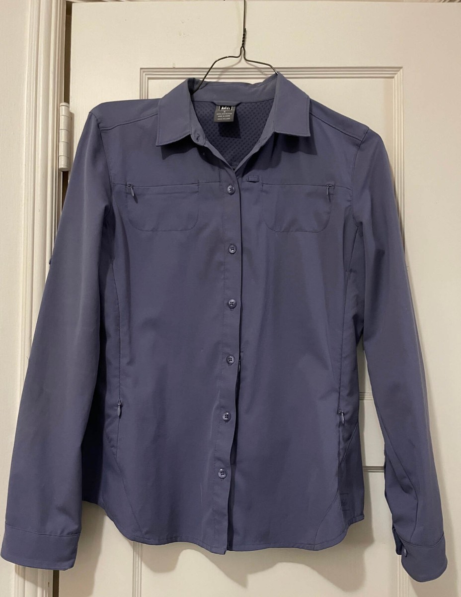 REI SAHARA SUN SHIRT, SMALL, PURPLE, LONG-SLEEVED, MANY HIDDEN